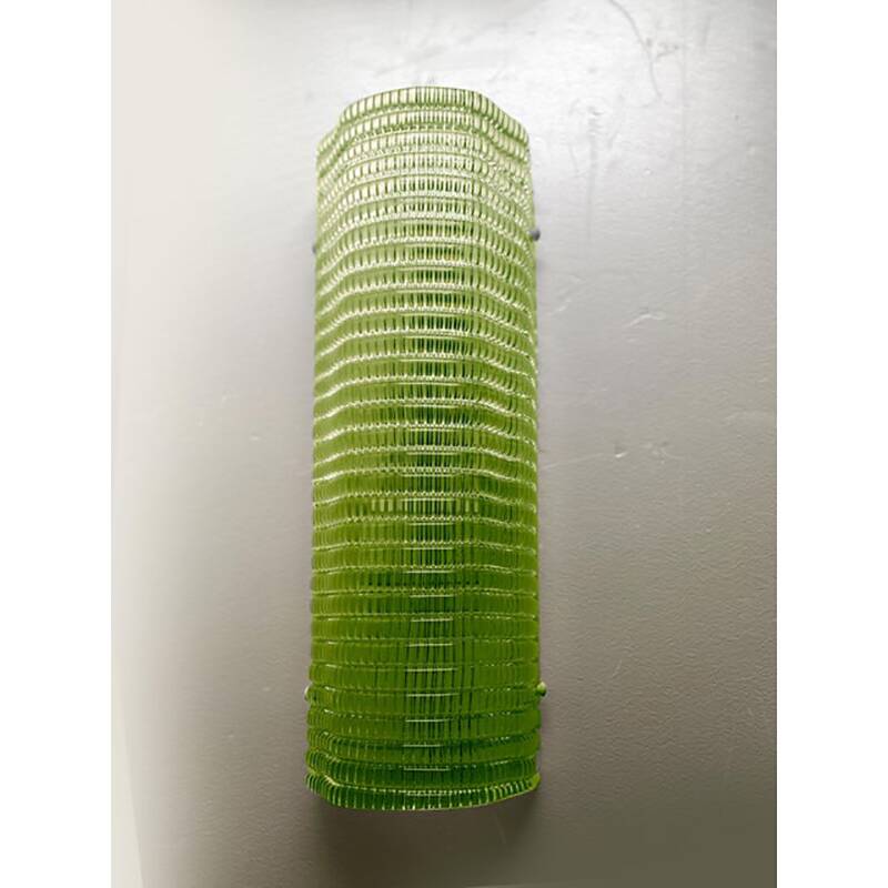 Set of Two Diamond Green Rectangular Murano Glass Wall Sconce