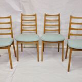 Set of 4 year old Scandinavian chairs restored fabric Edition Lelievre .