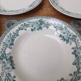 Ensemble de 9 anciennes assiettes plates modèle Guadeloupe Saint Amand