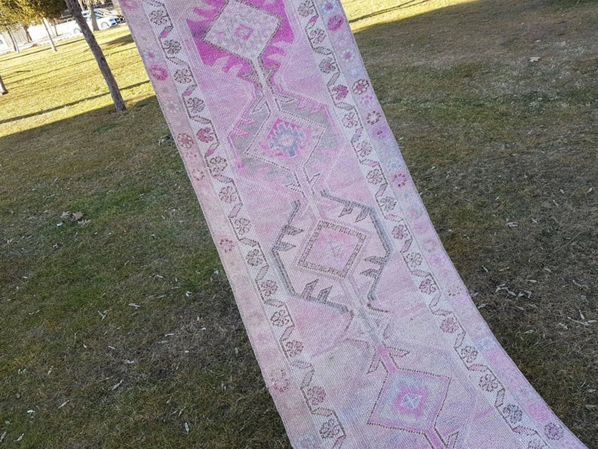 Vintage Turkish hallway rug 76x410 cm
