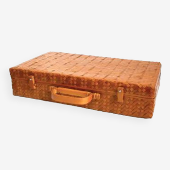 Valise vintage en osier tressé