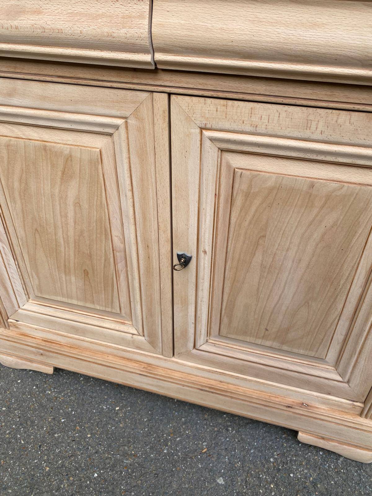 Louis Philippe buffet with 2 drawers and 2 doors, stripped wood from the 2000s.