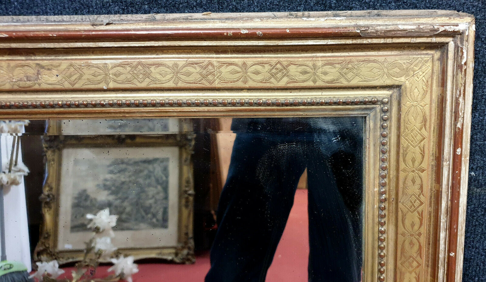 Miroir époque empire en bois doré 71x90cm