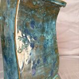 Vintage Modern Brutalist Blue Green Ceramic Vase Germany