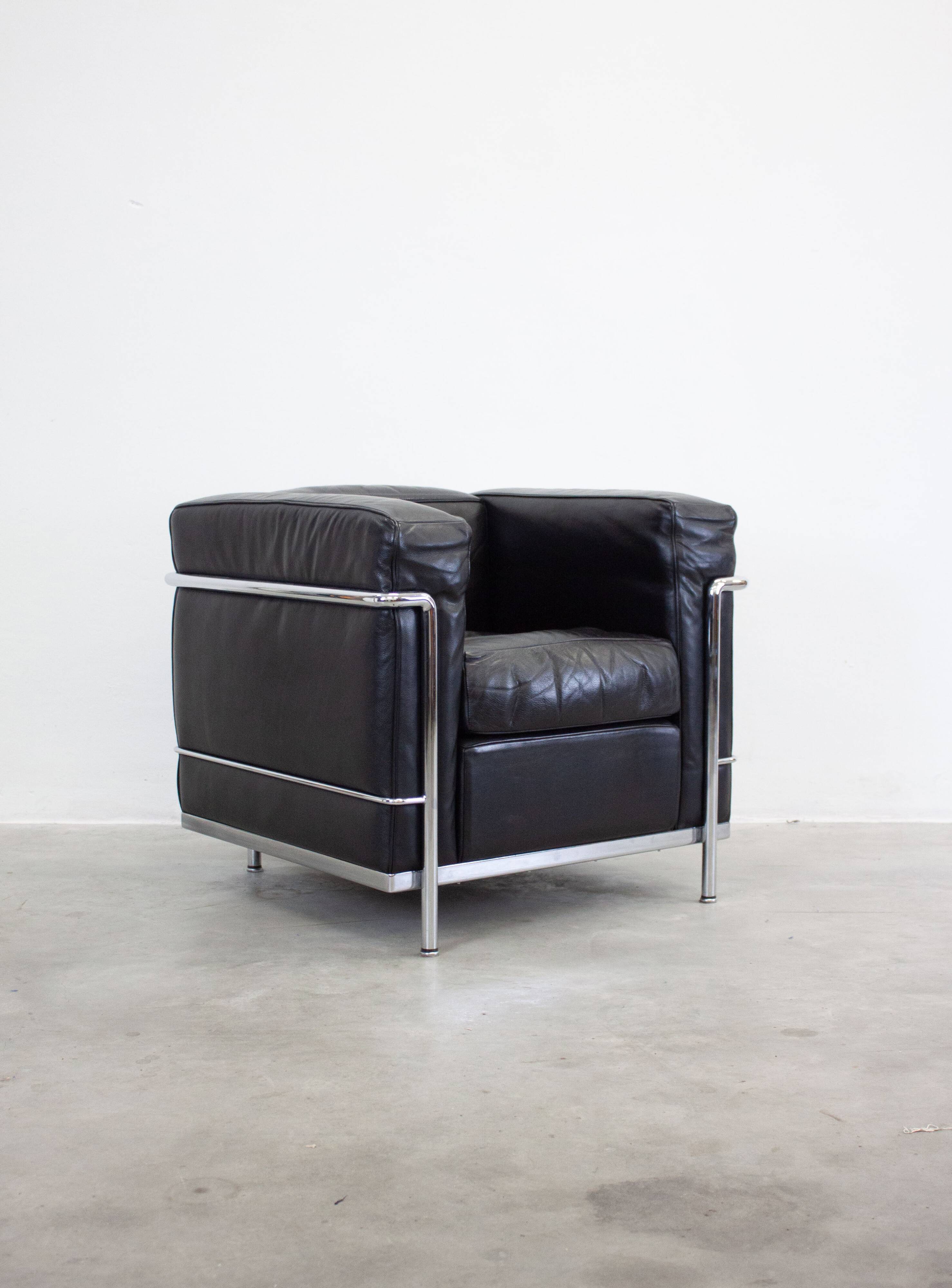 Chaise longue Cassina LC2 par Le Corbusier (Noir)