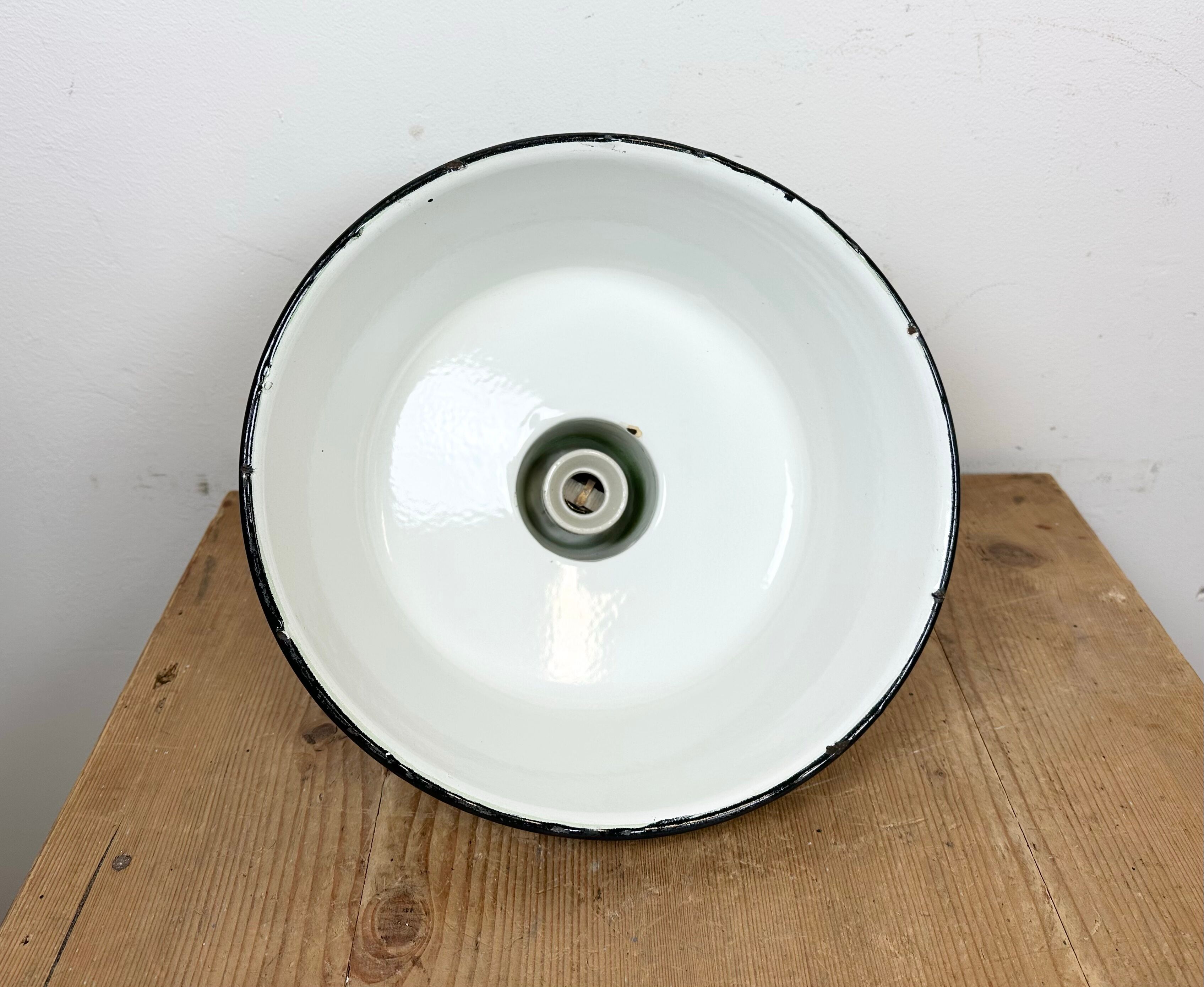 Industrial green enamel factory lamp from Zaos, 1960s