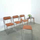 Skai bauhaus chromen Italiaanse buisframe stapelbare stoel