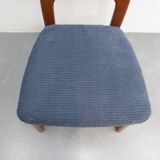 Vintage eetkamerstoelen Holstebro Denmark Teakhout nieuwe stoffering blauw