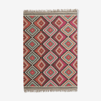 Multicolored wool woven rug 140 x 200 cm