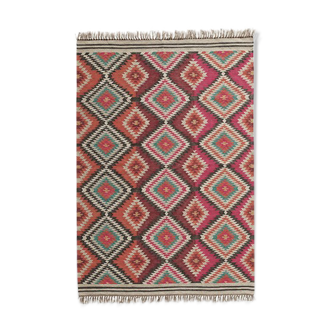 Multicolored wool woven rug 140 x 200 cm