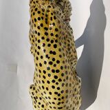 Terracotta ceramic cheetah or leopard statue, 1950s