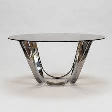 Glass and chrome coffee table by Roger Spunger for Dunbar, 1960s, USA