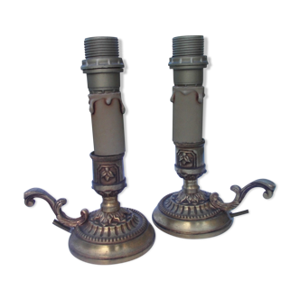 Bronze candlestick-style table lamps