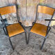 Pair of Vintage Style MULLCA Model 510 Grey Metal + Wood Chairs