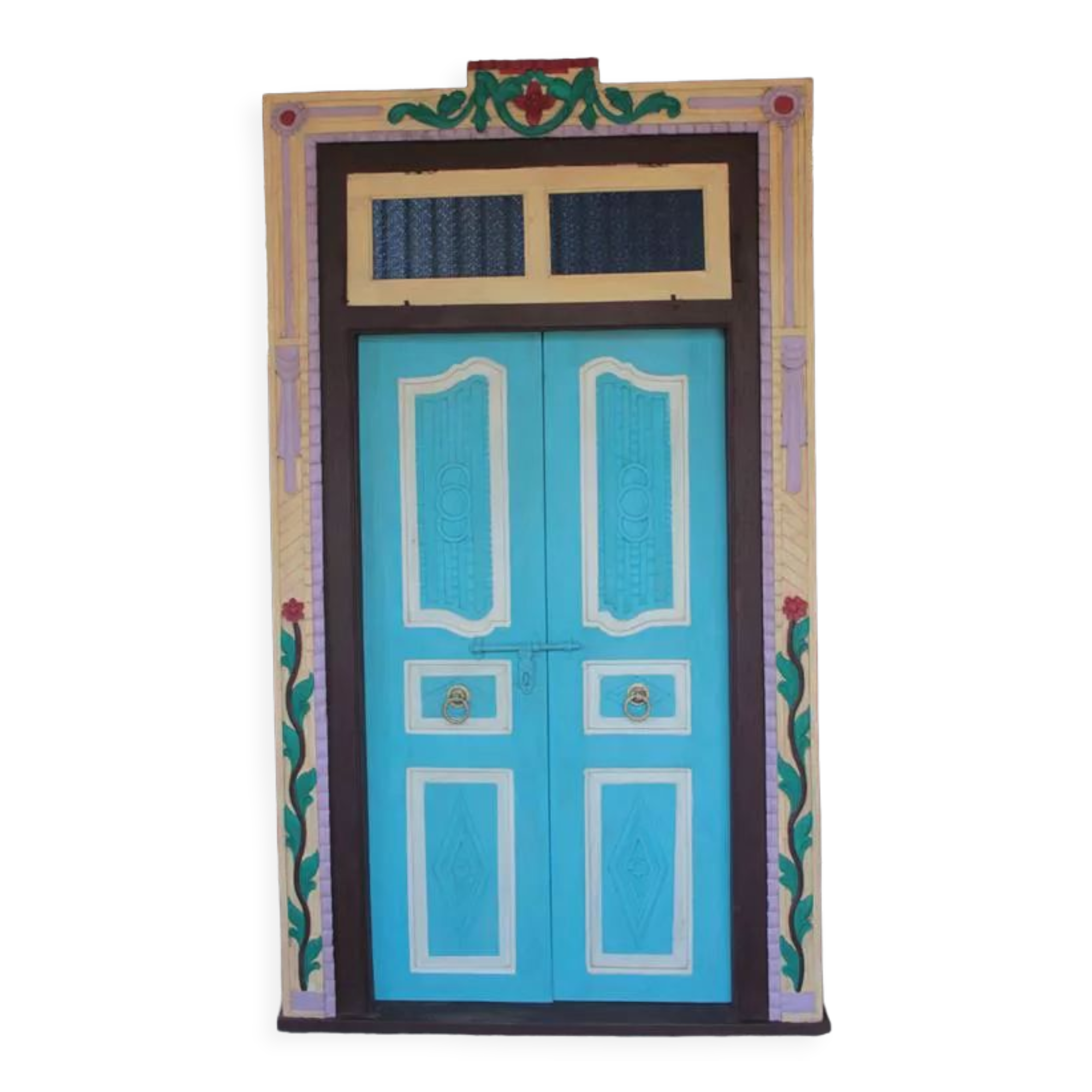Indian door in old teak piece and patina of origin