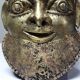 Small gilded bronze Oba mask from Bamoun, Cameroon, vintage Africa