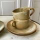 set of 6 stoneware cups and saucers Grès du Village 60s-70s
