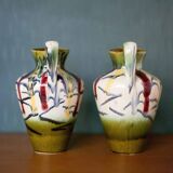 Pair of vintage ceramic vase U-Keramik 1505/20 West Germany, vase with handle, collection, pottery
