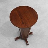 Art Deco round Oak Side Table, France 1930s