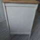 Vintage chest of drawers with pearl gray patina and waxed finish, 3 drawers, wooden top.