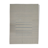 Blue cream wool kilim handwoven modern kilim flat-weave area rug-205x283cm