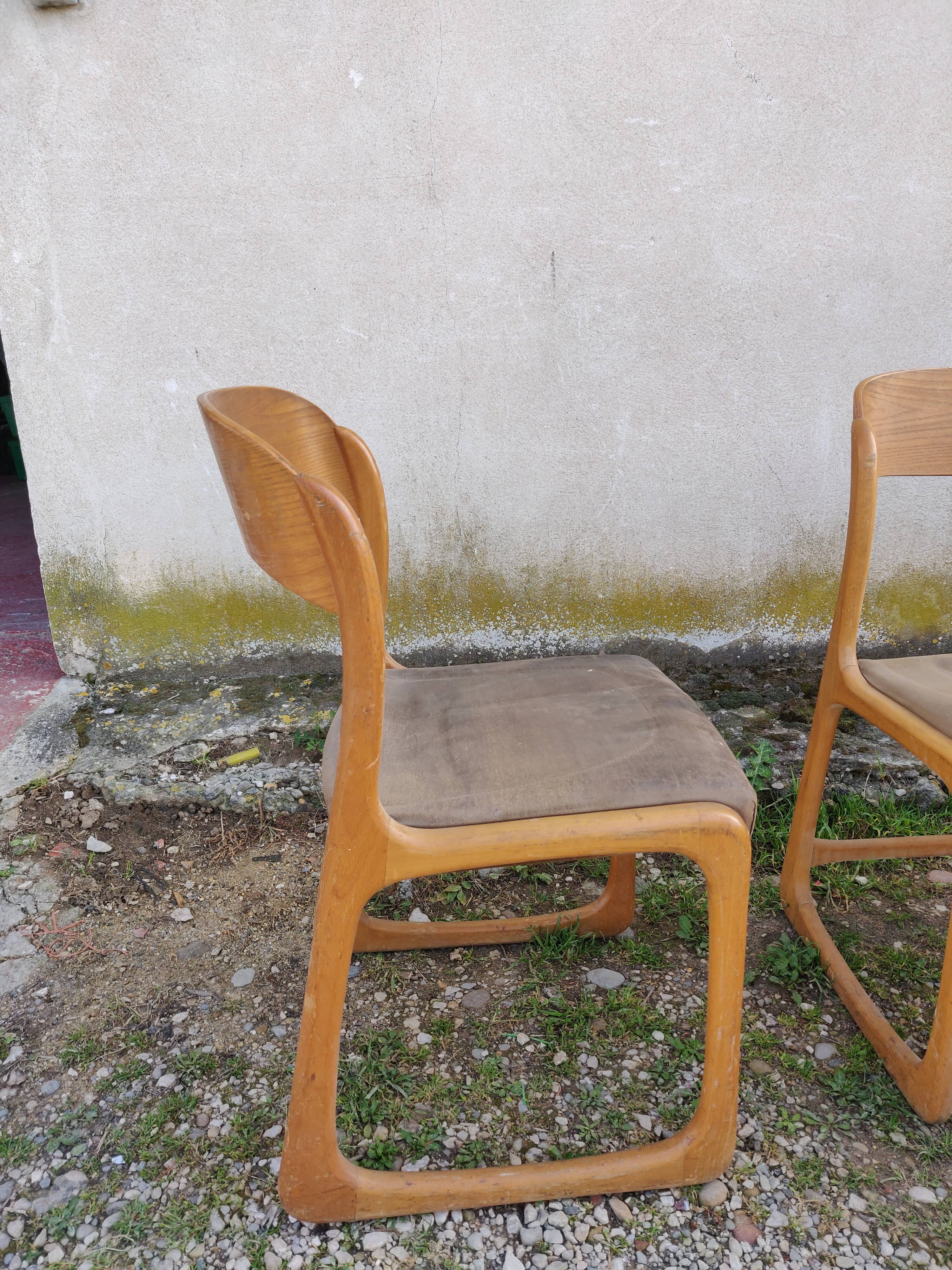 Set of 10 baumann chairs model sled 60s