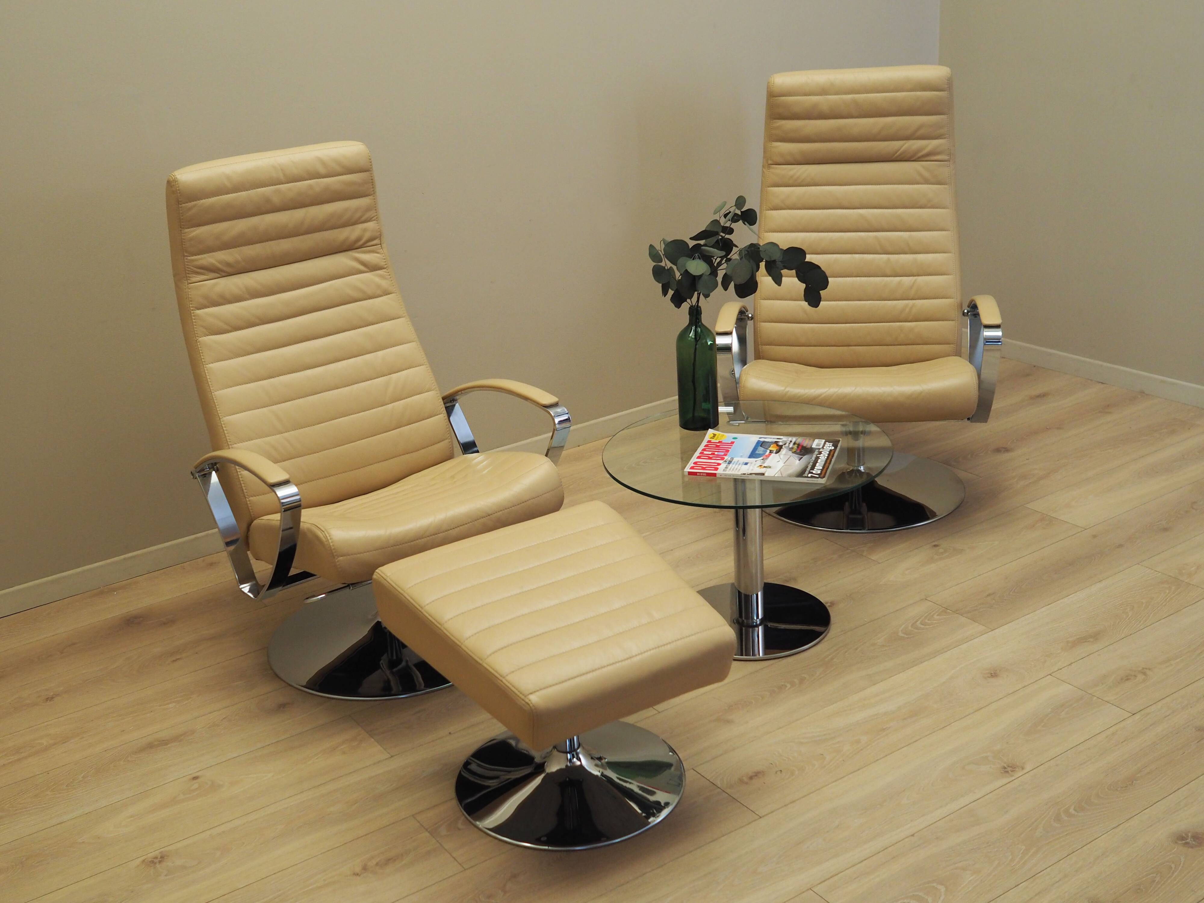 Lounge armchair and footstool set, Danish design, 1970s, manufacture: BoCon