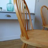 4 Scandinavian Windsor chairs in solid beech 1970s