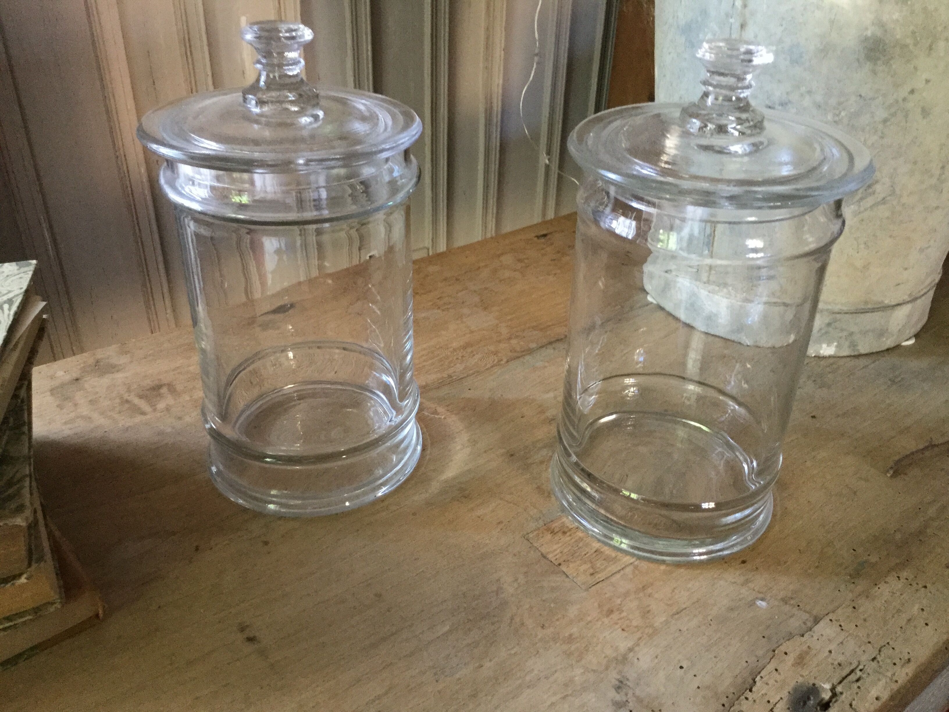 Lot of 2 old glass jars
