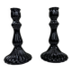 Pair of black opaline candlesticks