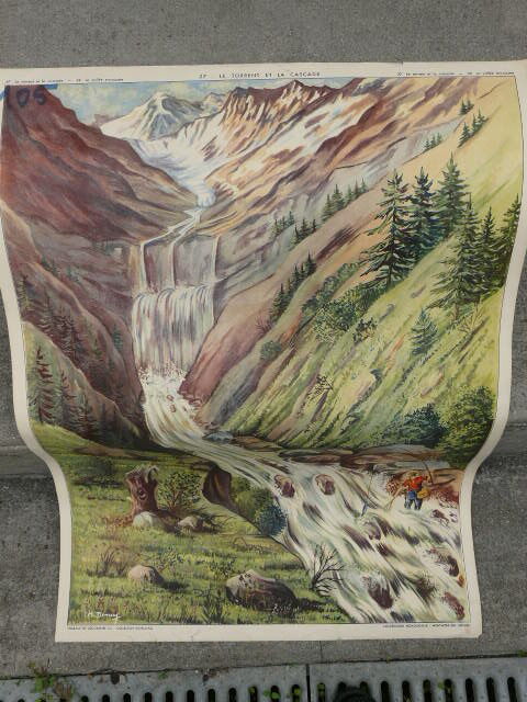 School poster editions nightingale N° 28 and 27 the valley and the torrent and the waterfall