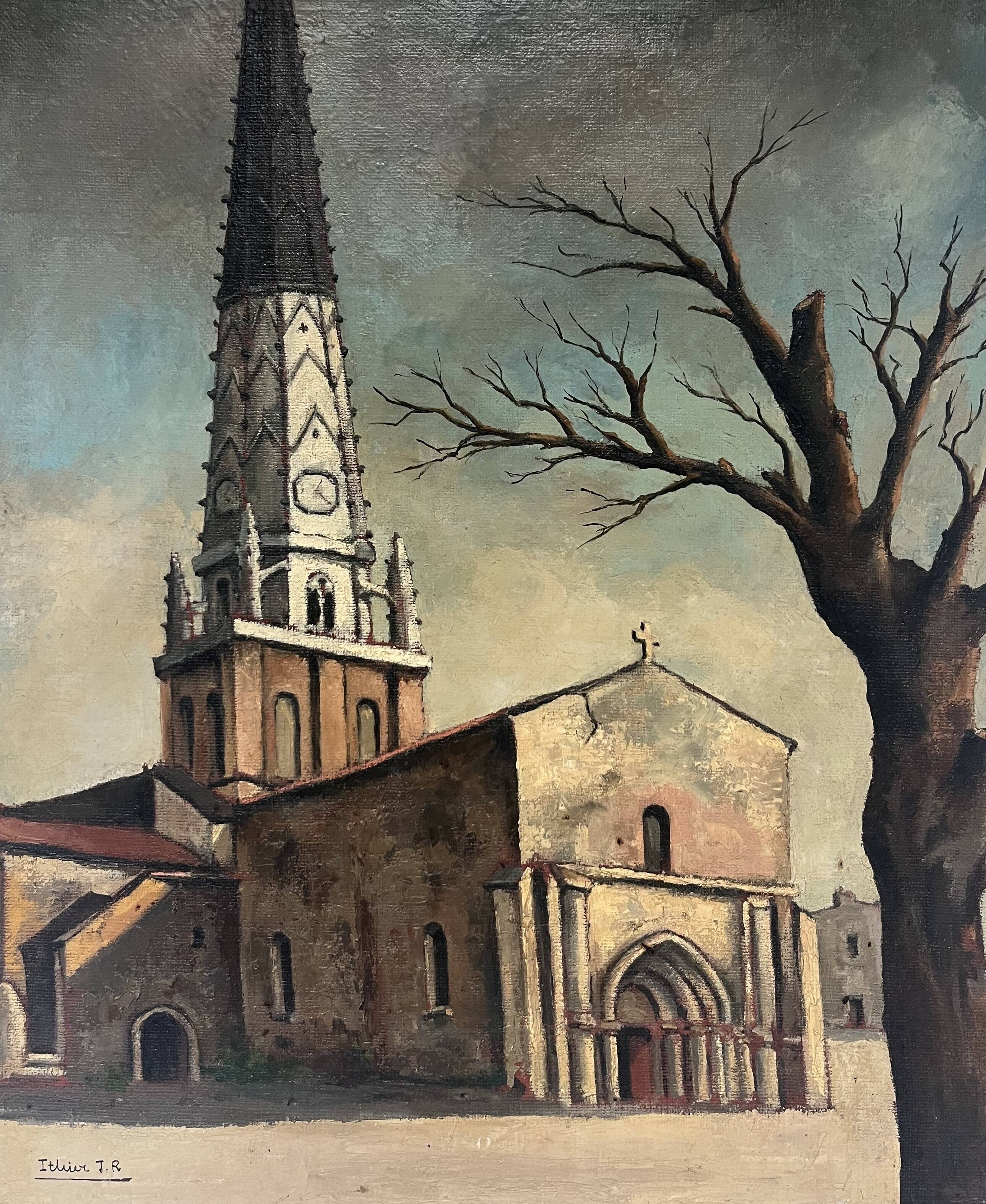 Jean Robert Ithier (1904-1977) Ars en Ré, View of the church, oil on canvas signed