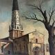 Jean Robert Ithier (1904-1977) Ars en Ré, View of the church, oil on canvas signed