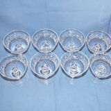 Set of 8 crystal champagne glasses cut around 1900