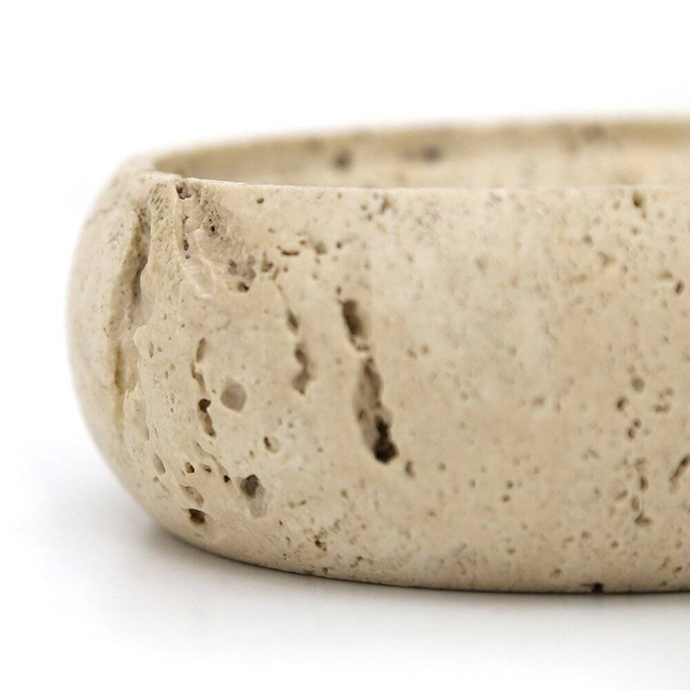 Bol en travertin ou plateau à pièces, années 1970