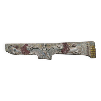 Top of carved axle polychrome decor of sicilian charrette 19th century