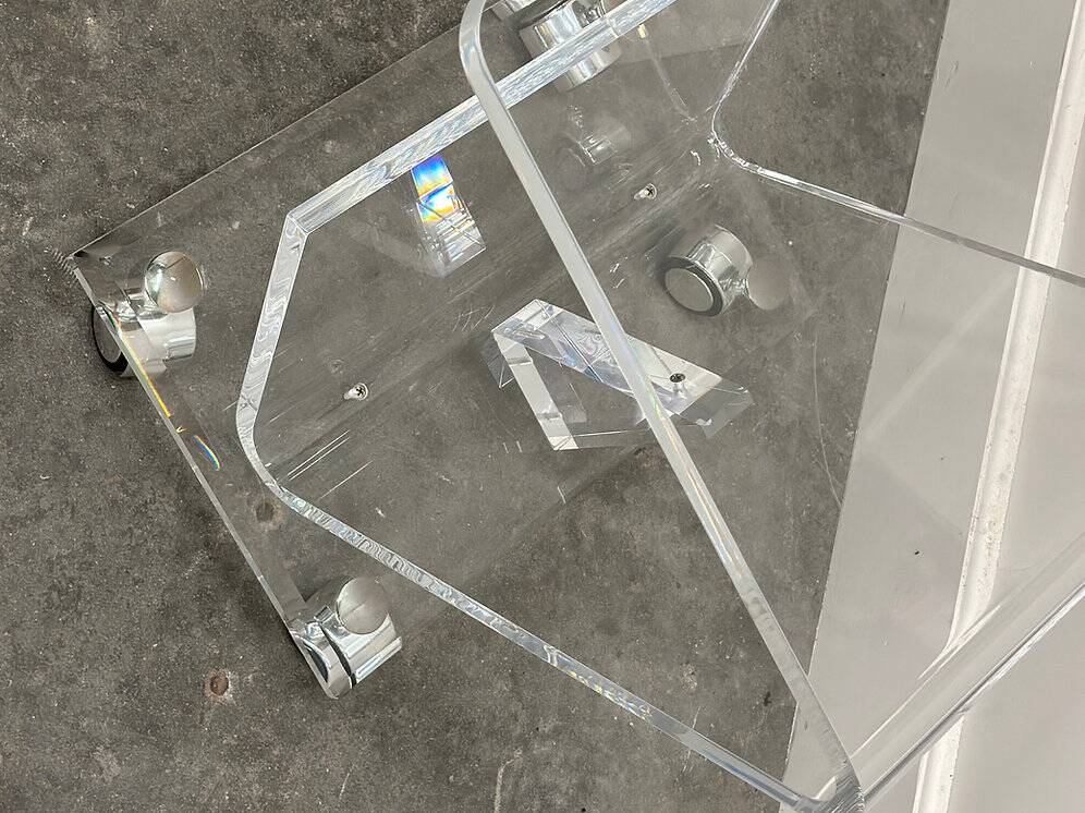 Vintage Lucite magazine cart, 1980s