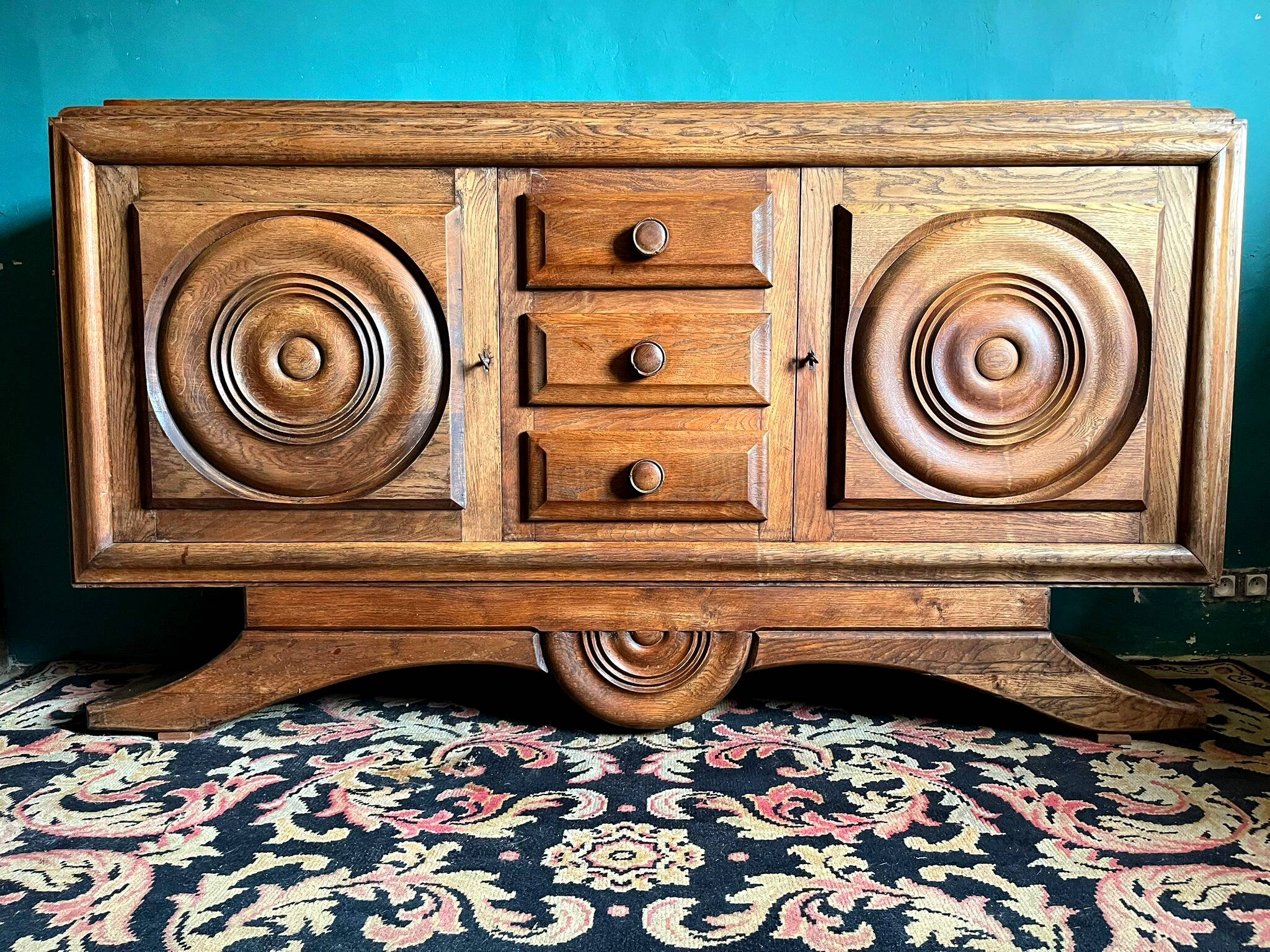 Sideboard, Charles Dudouyt, circa 1940, Art Deco, Brutalism, Modernism
