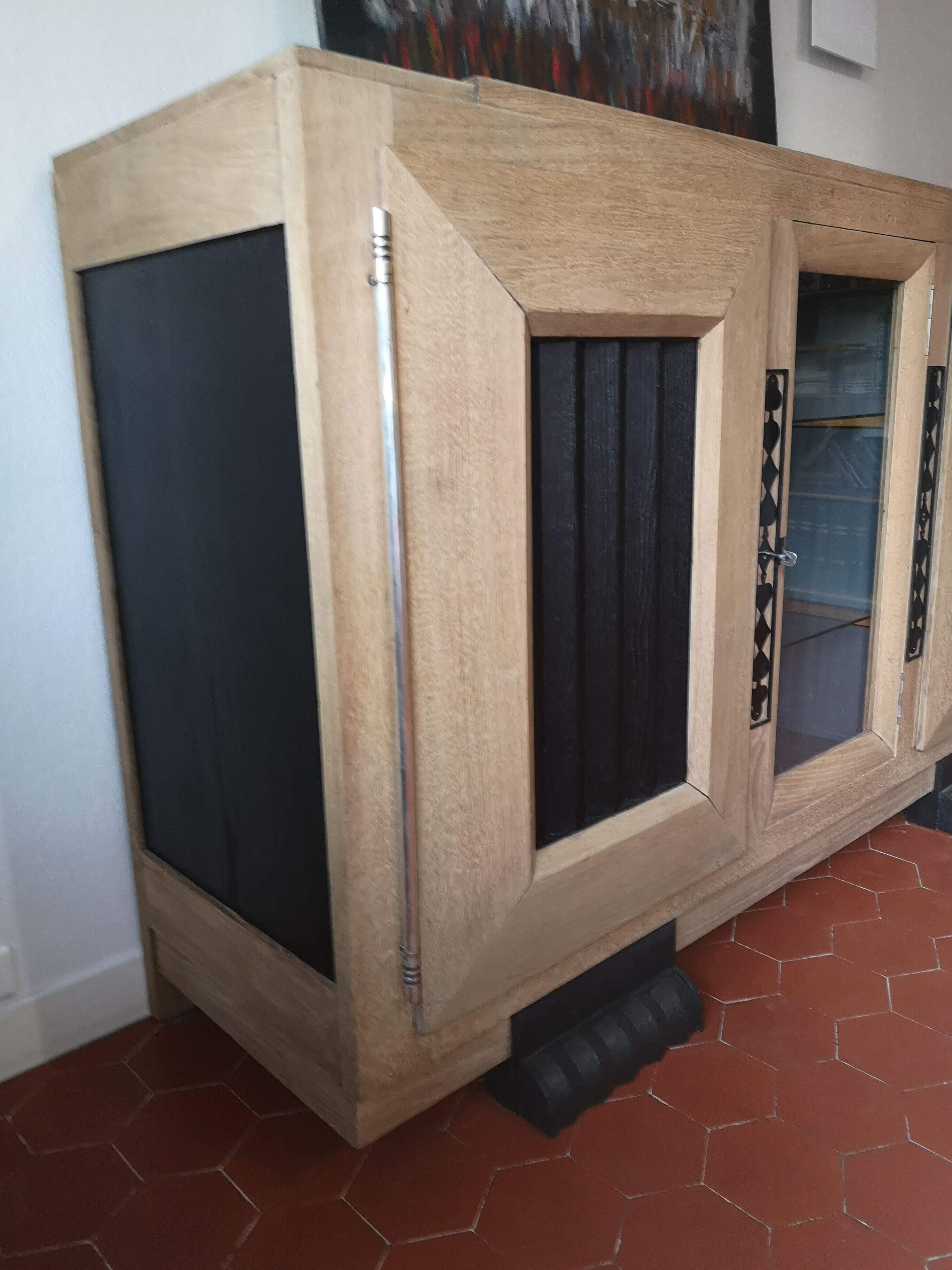 Enfilade 3 doors sandblasted oak and blackened oak year 40