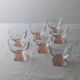 7 Retro Murano Glass Drinking Glasses - Pink, Peach & Clear Glass, 1970s Italy, Mid-Century Set