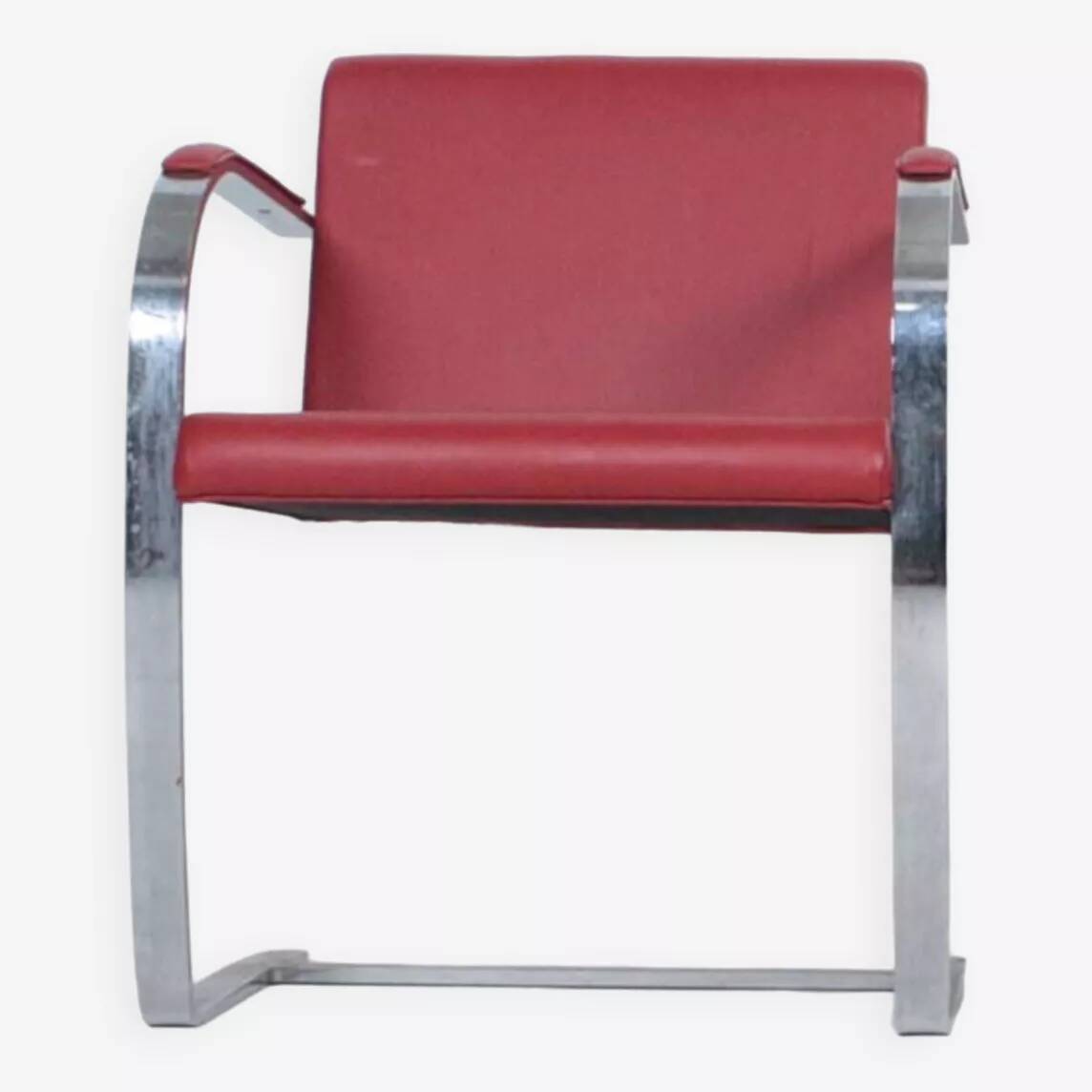 Brno armchair in red leather – attributed to Mies van der Rohe for Knoll International