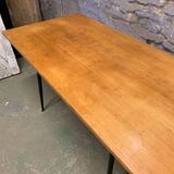 Vintage table oak and metal feet compass