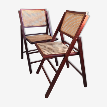 Chaises pliantes cannées 1960