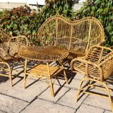 rattan and bamboo lounge set, Italy, 1960s, attributed to Franco Albini