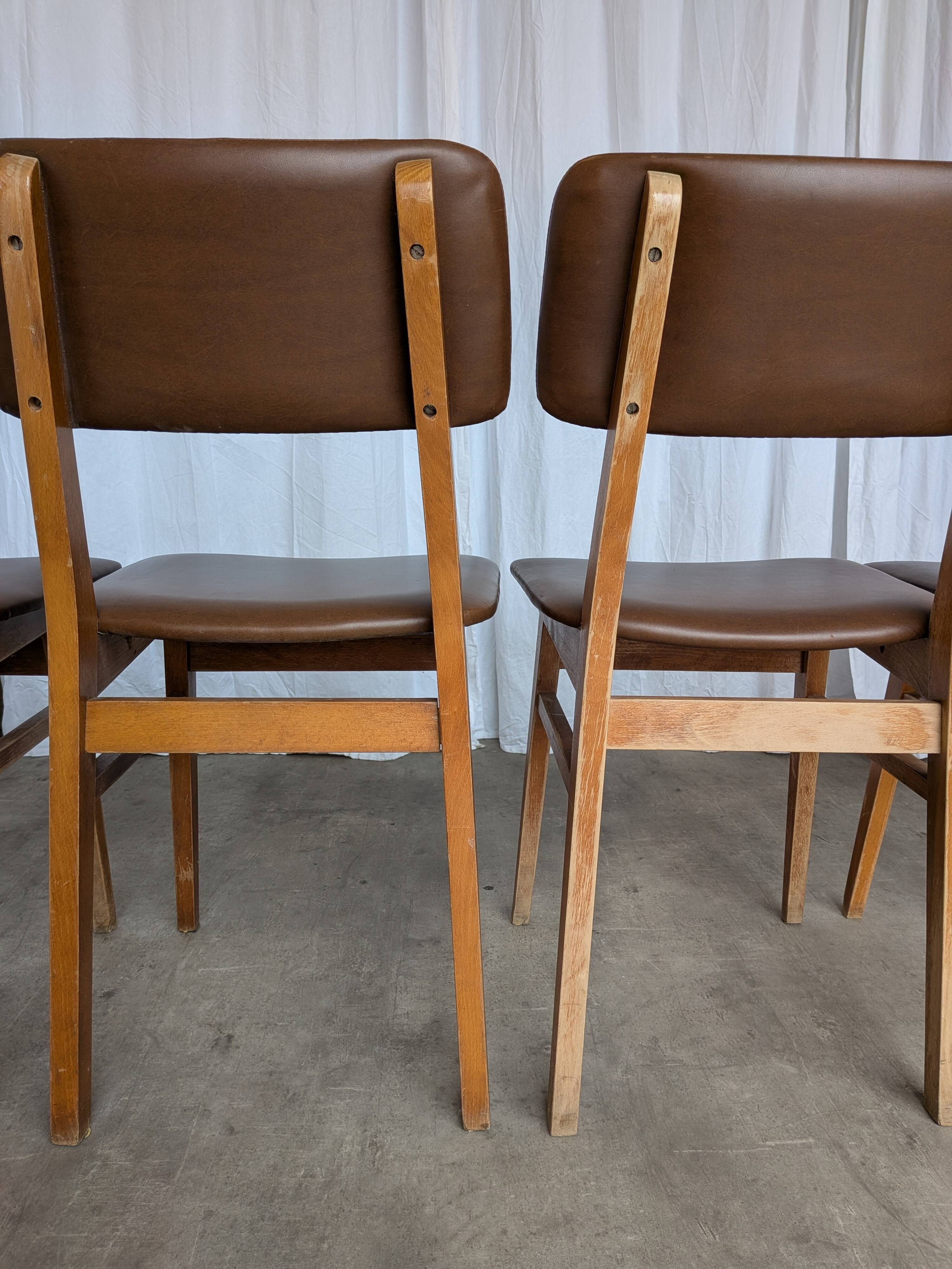 Vintage STOL Kamnik Dining Chair: 1970s Yugoslavian Mid-Century Leather Bis