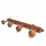 Wooden coat rack bamboo style 4 hooks mushroom shape