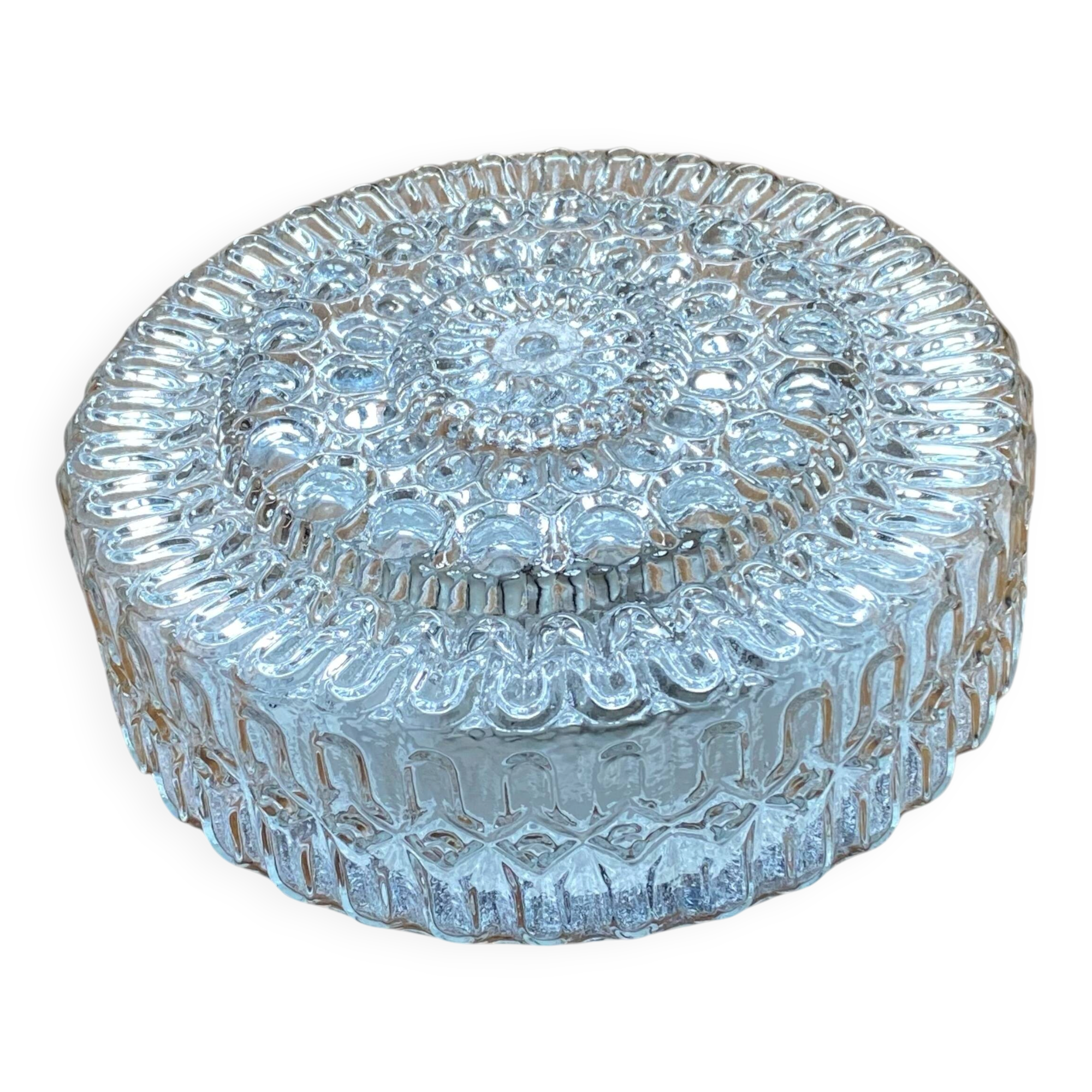 Large wall-mounted ceiling light with transparent glass.