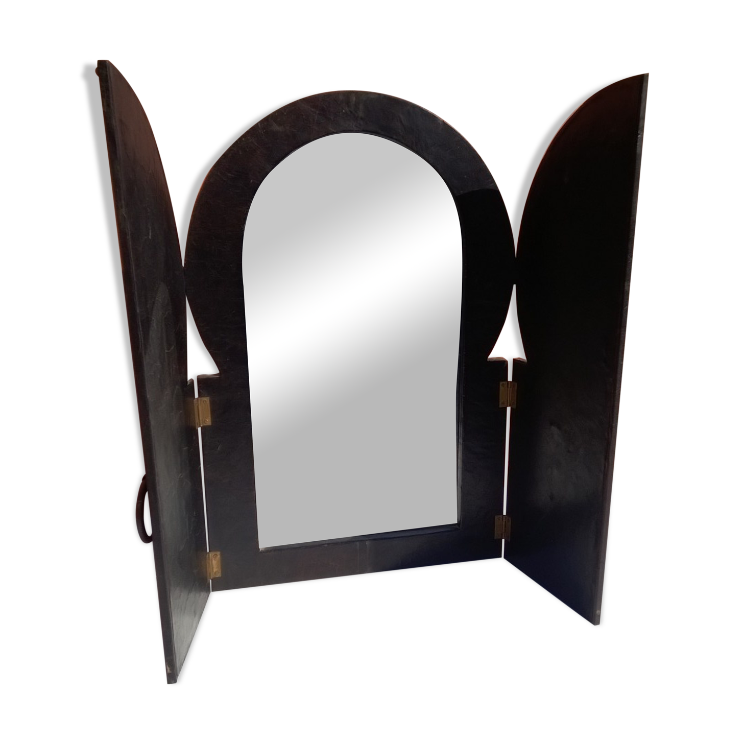 Oriental mirror leather and nails 28x55cm