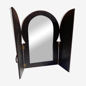 Miroir orientale cuir et clous 28x55cm