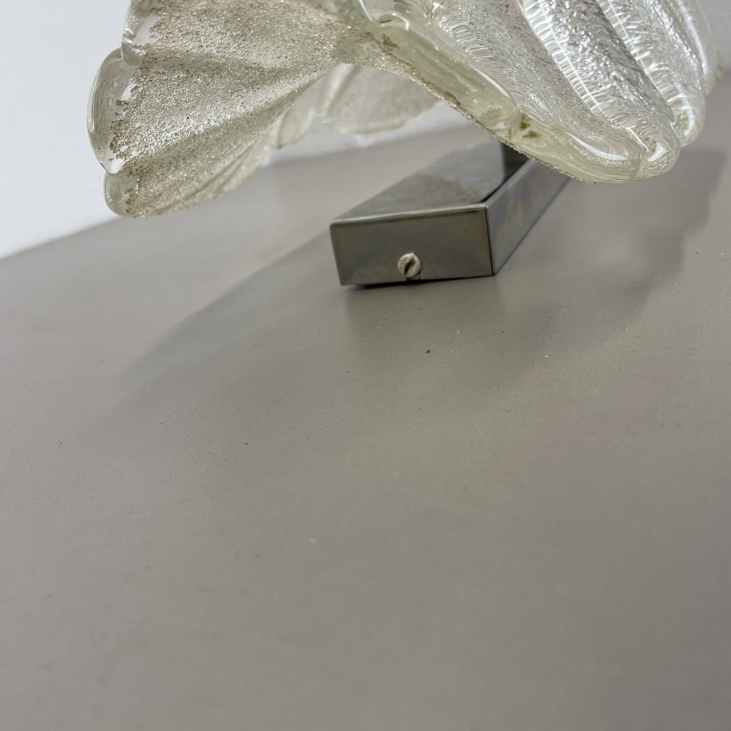 Large Wall Light from Murano Ice Glass, 29cm, Sölken Leuchten Germany, 1970